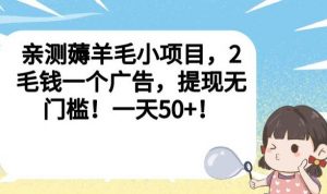 亲测薅羊毛小项目，2毛钱一个广告，提现无门槛！一天50+【揭秘】-甬战资源库