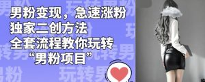 男粉变现,急速涨粉独家二创方法,全套流程教你玩转“男粉项目”【揭秘】-甬战资源库