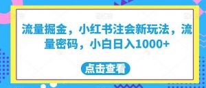 流量掘金,小红书注会新玩法,流量密码,小白日入1000+【揭秘】-甬战资源库