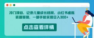 冷门项目,记录儿童成长档案,小红书虚拟资源变现,一部手机实现日入300+【揭秘】-甬战资源库