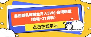 靠短剧私域掘金月入5W小白闭眼做（教程+2T资料）-甬战资源库