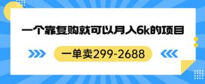 一单卖299-2688，一个靠复购就可以月入6k的暴利项目【揭秘】-甬战资源库