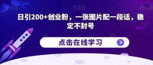 日引200+创业粉,一张图片配一段话,稳定不封号【揭秘】-甬战资源库