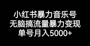 小红书暴力音乐号，无脑搞流量暴力变现，单号月入5000+-甬战资源库