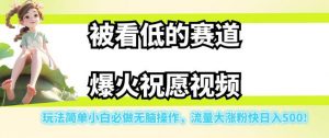 被看低的赛道爆火祝愿视频,玩法简单小白必做无脑操作,流量大涨粉快日入500-甬战资源库