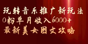玩转音乐推广新玩法，0粉单月收入6000+，最新美女图文攻略【揭秘】-甬战资源库