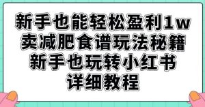 新手也能轻松盈利1w，卖减肥食谱玩法秘籍，新手也玩转小红书详细教程【揭秘】-甬战资源库