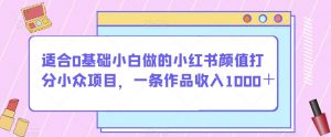 适合0基础小白做的小红书颜值打分小众项目，一条作品收入1000＋【揭秘】-甬战资源库