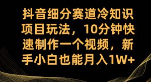 抖音细分赛道冷知识项目玩法,10分钟快速制作一个视频,新手小白也能月入1W+【揭秘】-甬战资源库