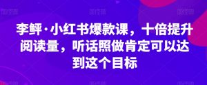 李鲆·小红书爆款课，十倍提升阅读量，听话照做肯定可以达到这个目标-甬战资源库