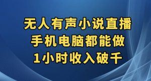 抖音无人有声小说直播，手机电脑都能做，1小时收入破千【揭秘】-甬战资源库