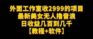 外面工作室收2999的项目最新美女无人撸音浪日收益几百到几千【教程+软件】（仅揭秘）-甬战资源库