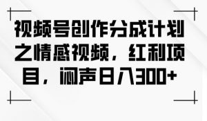 视频号创作分成计划之情感视频，红利项目，闷声日入300+-甬战资源库