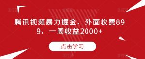 腾讯视频暴力掘金，外面收费899，一周收益2000+【揭秘】-甬战资源库