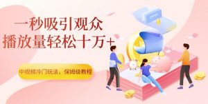 中视频冷门玩法，一秒吸引观众，播放量轻松十万+，保姆级教程【揭秘】-甬战资源库