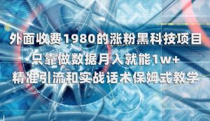 外面收费1980的涨粉黑科技项目，只靠做数据月入就能1w+【揭秘】-甬战资源库