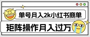 外面收费1980的小红书商单保姆级教程，单号月入2k，矩阵操作轻松月入过万-甬战资源库