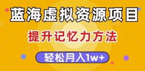 蓝海虚拟资源项目，提升记忆力方法，多种变现方式，轻松月入1w+【揭秘】-甬战资源库