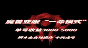 魔兽亚服一命模式，10天成号-单号3千-5千，脚本全自动操作，保姆级教学【揭秘】-甬战资源库