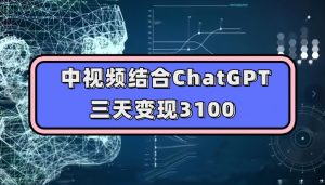 中视频结合ChatGPT，三天变现3100，人人可做玩法思路实操教学【揭秘】-甬战资源库
