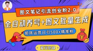 爱豆新媒：全自动养号+图文批量生成，日引500+创业粉（抖音小红书图文笔记2.0）-甬战资源库