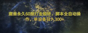 魔兽永久60服打金搬砖，脚本全自动操作，单设备日入300+【揭秘】-甬战资源库