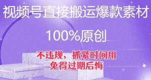 视频号直接搬运爆款素材，100%原创，不违规，抓紧时间用，免得过期后悔【揭秘】-甬战资源库
