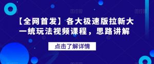 【全网首发】各大极速版拉新大一统玩法视频课程，思路讲解【揭秘】-甬战资源库