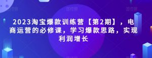 2023淘宝爆款训练营【第2期】，电商运营的必修课，学习爆款思路，实现利润增长-甬战资源库