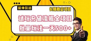 试玩充值流掘金项目,批量矩阵玩法一天500+【揭秘】-甬战资源库
