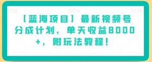 【蓝海项目】最新视频号分成计划,单天收益8000+,附玩法教程!-甬战资源库