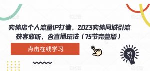 实体店个人流量IP打造，2023实体同城引流获客必听，含直播玩法（75节完整版）-甬战资源库