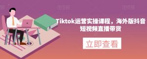 Tiktok运营实操课程,海外版抖音短视频直播带货-甬战资源库