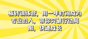 板砖训练营，用一年时间成为专业的人，带你突破行动局限，快速成长-甬战资源库
