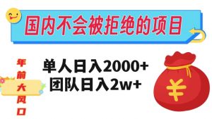 在国内不怕被拒绝的项目，单人日入2000，团队日入20000+【揭秘】-甬战资源库