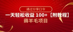薅羊毛项目，靠分享口令，一天轻松收益100+【附教程】【揭秘】-甬战资源库