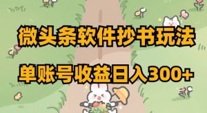 微头条软件抄书玩法，单账号收益日入300+【揭秘】-甬战资源库
