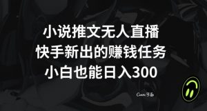 小说推文无人直播，快手新出的赚钱任务，小白也能日入300+【揭秘】-甬战资源库