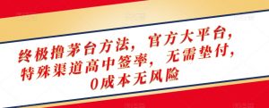终极撸茅台方法,官方大平台,特殊渠道高中签率,无需垫付,0成本无风险【揭秘】-甬战资源库