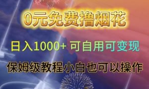 0元免费撸烟花日入1000+可自用可变现保姆级教程小白也可以操作【仅揭秘】-甬战资源库