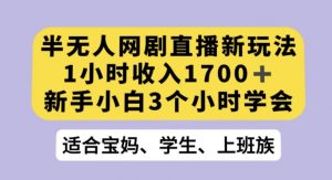 半无人网剧直播新玩法，1小时收入1700+，新手小白3小时学会【揭秘】-甬战资源库