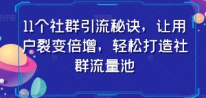 11个社群引流秘诀,让用户裂变倍增,轻松打造社群流量池-甬战资源库