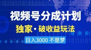 视频号分成计划,独家·破收益玩法,日入3000不是梦【揭秘】-甬战资源库