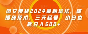 图文带货2024最新玩法，破播放技术，三天起号，小白也能日入500+【揭秘】-甬战资源库