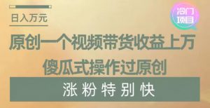 原创一个视频带货收益上万，傻瓜式操作过原创，几分钟做一个视频涨粉特别快【揭秘】-甬战资源库