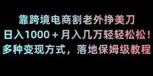 靠跨境电商割老外挣美刀，日入1000＋月入几万轻轻松松！多种变现方式，落地保姆级教程【揭秘】-甬战资源库