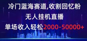 冷门蓝海赛道，收割回忆粉，无人挂机直播，单场收入轻松2000-5w+【揭秘】-甬战资源库