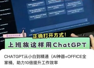 CHATGPT从小白到精通,AI神器+OFFICE全家桶,助力10倍提升工作效率-甬战资源库