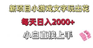 新项目小游戏文字玩出花日入2000+,每天只需一小时,小白直接上手【揭秘】-甬战资源库