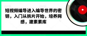 短视频编导进入编导世界的密钥，入门从拆片开始，培养网感，建素素库-甬战资源库